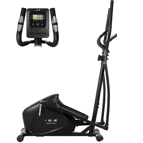ISE Velo Elliptique d'Appartement Sport Maison, Vélo Elliptique Magnétique 8 Niveaux Résistance, Velo Elliptique Ergonomie Crosstrainer avec Impulsion, Poids d’Inertie 8KG, Vélos Elliptiques Ecran LCD
