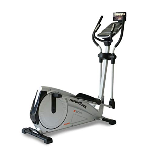 NordicTrack E500 Vélo Elliptique E500-Effective Inertia 14 kg-Résistance Digitale 20 niveaux-20 programmes Inclus-Compatible Bluetooth iFit Adulte Unisexe, Gris