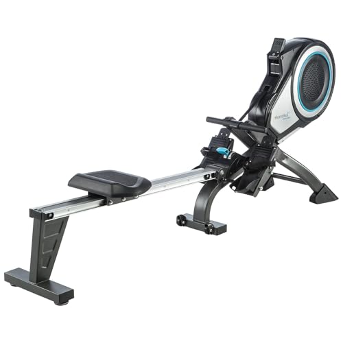 skandika Elite Pro - Rameur à air Pliable avec Ceinture Cardio - 8 Niveaux de résistance- Max. 130 kg