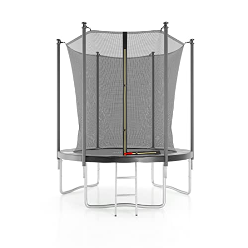Trampoline de Jardin ø 185cm - 6FT - Filet intérieur, Matelas de Protection et Echelle - Noir