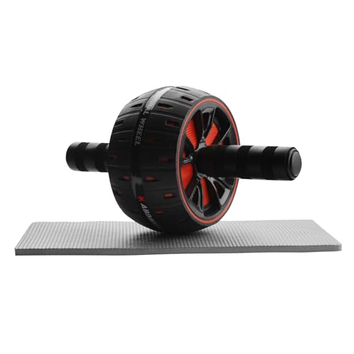 Noxtioanip Roue Abdominale, Roulette Abdominaux avec Tapis Charge Max 150 kg Ab Wheel avec Poignées Mousse Ergonomiques, Ab Roller Unisexe pour La Maison et Le Gymnase(Noir et Rouge）