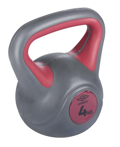 Umbro Kettlebell 4kg - poids d'entrée de gamme femme - rééducation - poids en plastique - gris/rouge