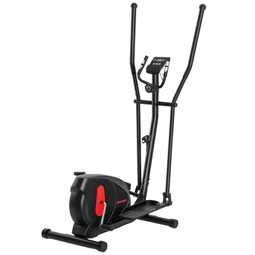 SPORTNOW Vélo elliptique pour la Maison Ultra Silencieux, vélo elliptique magnétique à 8 Niveaux de résistance avec écran LED, capteur de pouls, Porte-Bouteille et roulettes, Noir