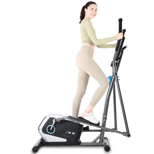 ISE Vélo Elliptique d'Appartement, Crosstrainer Adulte Magnétique, Vélos Elliptiques Ecran LCD/Impulsion, Velo Elliptique d'Appartement 8 Niveaux Résistance, Elliptique Volant d’Inertie de 8KG