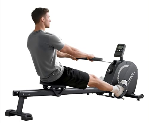 Rameur Pliable Appartement | Freinage Magnétique | 16 Niveaux de résistance | Silencieux | Capacité Maximale 120KG (Noir)