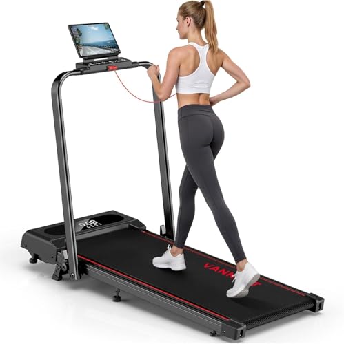 6 en 1 Tapis de Course Pliable, VANNECT Tapis de Marche, Équipé d’Un écran LED et d’Une App Intelligente, Silencieux Tapis de Course Pliable Inclinable, pour la Maison et Le Bureau, Charge Max 160KG
