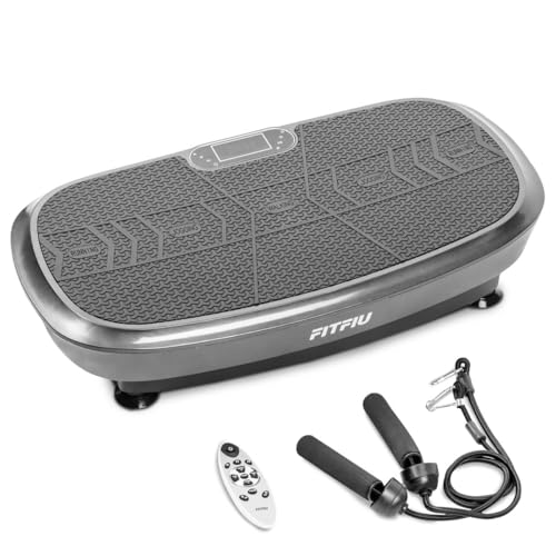 FITFIU Fitness PV-200 - Plateforme vibrante 3D Couleur Gris avec Mouvement sur 3 Plans, Puissance 500w+500w, 180 Vitesses, 5 programmes, 2 Cordons élastiques et télécommande, Poids Max. 150kg