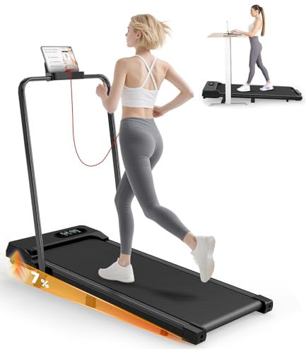 Tapis de Course Électrique Pliant 2 en 1,Walking Pad 1-8 km/h, 2.5HP -Tapis Roulant électrique Extra Large 40cm- Télécommande et Écran LCD-Cadre Renforcé 130KG Max-pour Bureau à Domicile (Noir Mat)