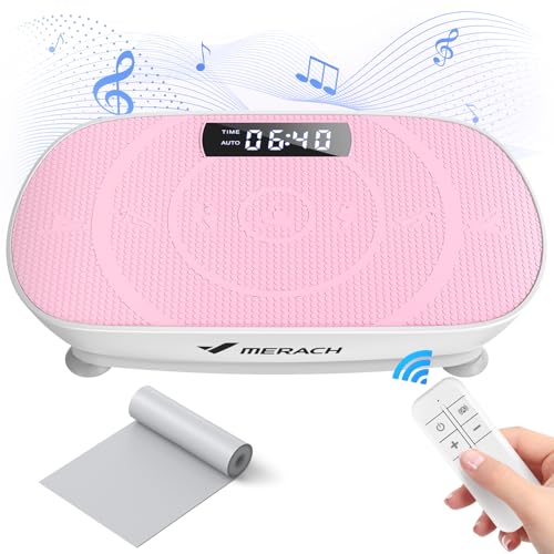 MERACH Plateforme Vibrante, Plaque Vibrante Puissante pour Le Renforcement et la Mise en Forme des Muscles, Contrôle Automatique de la Vitesse, Haut-Parleur Bluetooth Intégré (Rose)