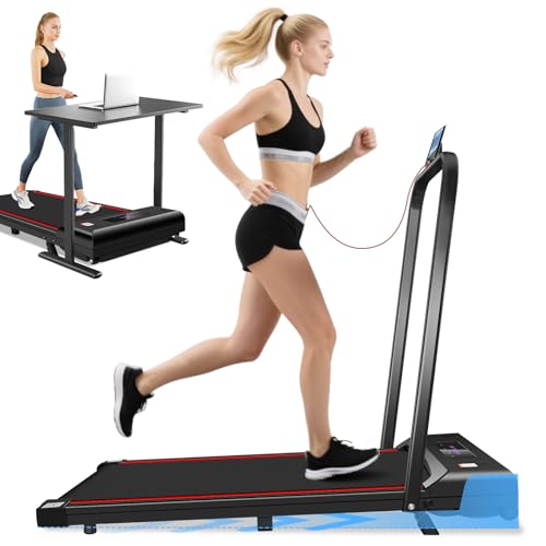 Tapis de Course Inclinable, 3.0HP Tapis de Marche avec Audio Bluetooth, APP Gratuite, Télécommande et LED, Walking Pad pour Le Bureau et la Maison, Vitesse Réglable 1-6 km/h