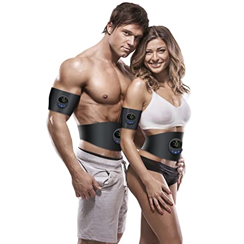 GreenMoon Ceinture de Massage, Electrostimulateur Musculaire, Ceinture Abdominale, EMS Stimulateur sans Pads en Gel, avec Chargeur USB, pour Femmes Hommes