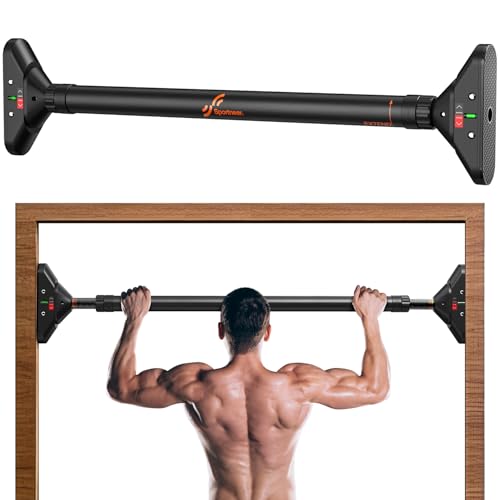 Sportneer Barre de traction pour porte sans vis - Barre de traction réglable de 75 à 94 cm - Capacité jusqu'à 200 kg