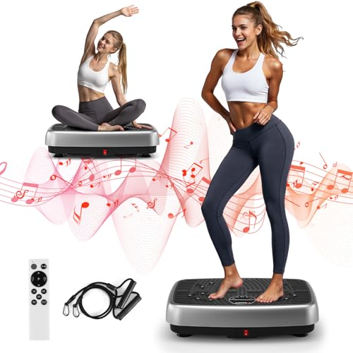 Plateforme Vibrante Perte de Poids, MOSUNY Plateforme Vibrante de Massage Lymphatique, Modèle 2025 Amélioré à Double Moteur Plaque Vibrante, Capacité de 204 kg, 1 à 120 Niveaux