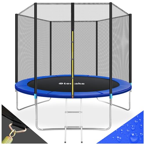 tectake® Trampoline de Jardin Extérieur Trampoline Rond avec Échelle, Filet de Protection & Tour rembourré, Enfants Adultes Certifié GS pour Une Sécurité Maximale - Diverses Tailles