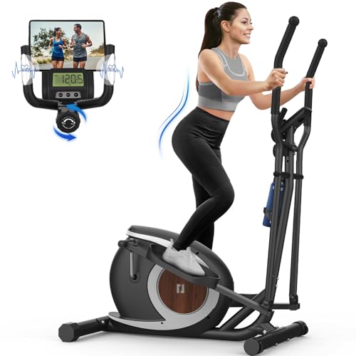 Vélo Elliptique, Elliptique Magnétique Ultra-Silencieux avec 16 Niveaux de Résistance, écran LCD, Pédale Antidérapante, Porte-Bouteille, Capacité de Charge 265 LBS, Appareil Elliptique à Ddomicile