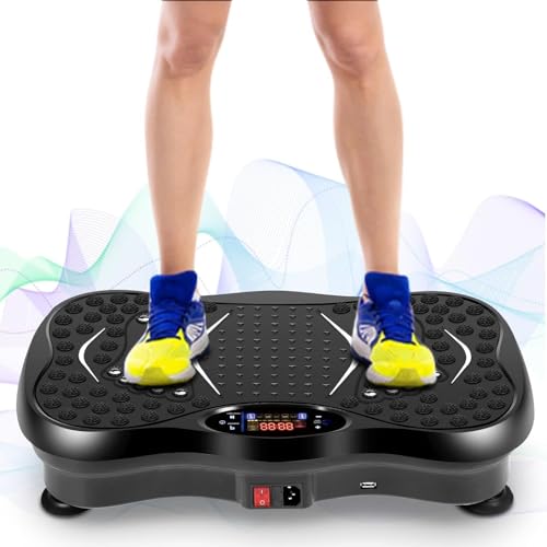 EVOLAND Plaques de Vibration, Machine d'exercice de Fitness pour Usage Domestique, avec Haut-Parleur Bluetooth, entraînement de Fitness à Vibrations-Prise Standard Britannique