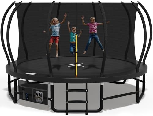 Devoko Trampoline Extérieur Ø228/305/366/427cm, Traverses de Jambe renforcées, Structure Stable et Robuste, Charge Max 160kg, Construction Monobloc, Installation Rapide, Adapté aux Enfants et Adultes