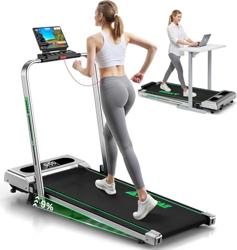 Tapis de Course, FOUSAE Walking Pad Électrique Pliable avec Pente 9%, 12 km/h, Moteur 2.75 HP, Surface Large 40 cm, Télécommande, Écran LED, Cadre Renforcé, 158kg Max, pour Maison, Bureau
