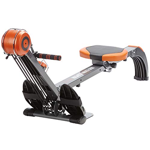 Skandika Regatta Multi Gym Poseidon - Rameur d'appartement Pliable - Silencieux - Peu d'entretien (GIS/Orange)