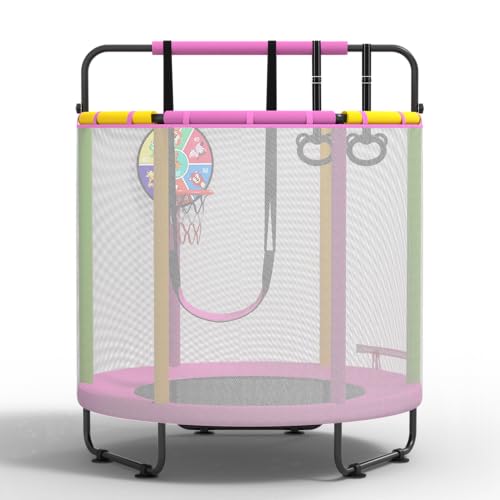 CZCPAPY Trampoline d'extérieur pour enfants de 3 à 8 ans, convient pour l'intérieur et l'extérieur, avec filet de sécurité, balançoire, 1,45 x 1,7 m, poids 50 kg
