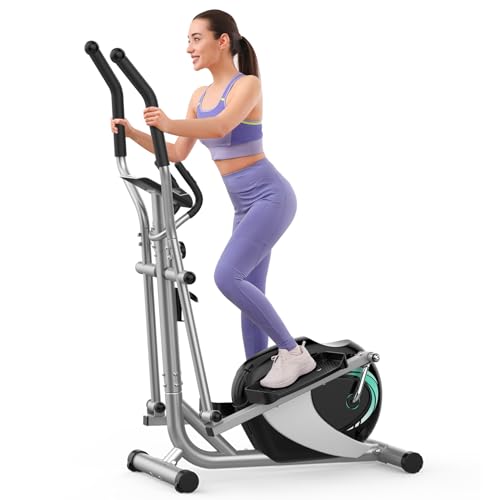 Dripex Velo Elliptique pour la Maison, Vélo Elliptique de Fitness Ultra Silencieux à Domicile avec Capteur de Pouls et Écran LCD, 8 Niveaux de Résistance Réglables, Elliptique jusqu'à 120 kg