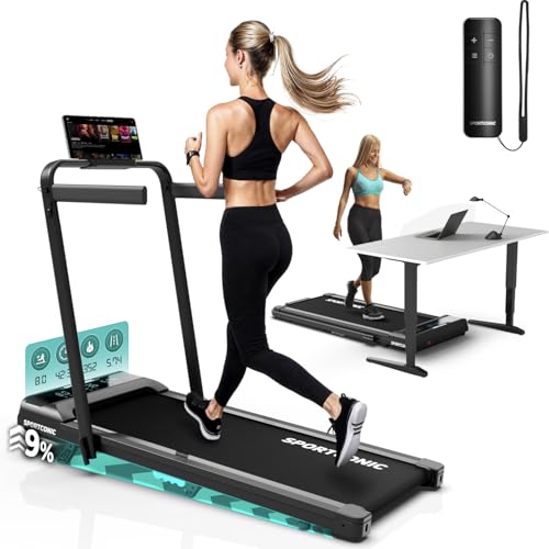 Sportconic Tapis de Marche Pliable Inclinable – Tapis de Course Silencieux avec Télécommande – Walking Pad Compact pour Sport à la Maison & Bureau (1-12 km/h)