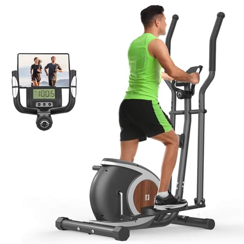 Vélo elliptique pour la Maison, Machine elliptique magnétique silencieuse et Lisse avec 16 Niveaux de résistance, Moniteur LCD, pédale antidérapante, Porte-Bouteille, Stepper de Fitness
