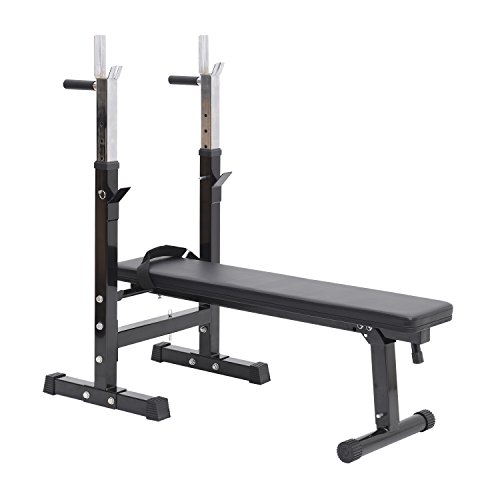 HOMCOM Banc de musculation Fitness pliable entrainement complet dossier réglable poignées de poussée acier renforcé noir