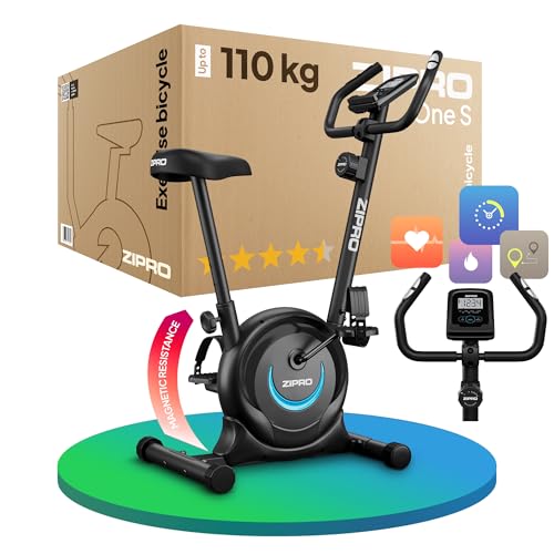 ZIPRO Vélo d'Appartement Adulte avec Résistance Magnétique à 8 Niveaux, Écran LCD, Support pour Téléphone et Selle Réglable, Velo d Appartement pour Cardio Training, Vélos Sportifs Portable (One S)