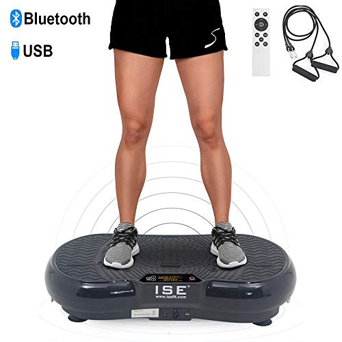 ISE Plateforme Vibrante Fitness, Grande Surface 67x36cm,99 Niveaux de Vitesses avec Bluetooth/USB/Télécommande,Idéal pour Fitness et Musculation | Perte de Poids Rapide,Max.150 KG,SY-328