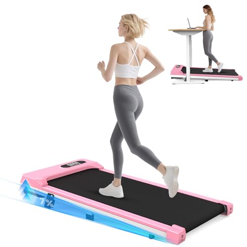 HomeFitnessCode Tapis de Course et Marche 3 en 1 avec Pente 7% – Tapis Roulant Électrique Silencieux, 8 km/h, 2,5 CV, Amorti Confortable, Charge 130 kg, Écran LCD – Maison & Bureau (Rose Clair)