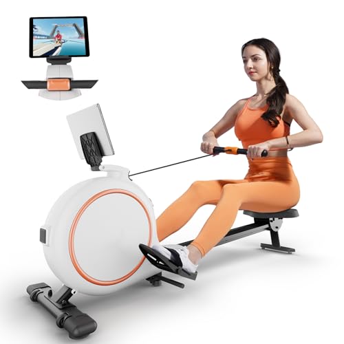Superun Rameur avec 32 Niveaux de Résistance Magnétique Silencieuse, Rameur Cardio pour La Salle de Gym à Domicile, avec Écran LCD, Compatible APP