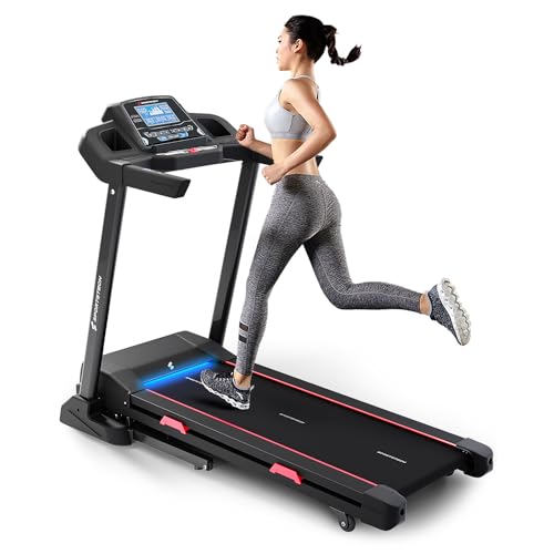 SPORTSTECH - Tapis De Course Pliable F31 - Capteurs Cardio - 12 Programmes - Jusqu’À 16km/h - Lecteur MP3 + Haut-Parleurs - Système d'Autolubrification - 155 x 72,5 x 128 cm