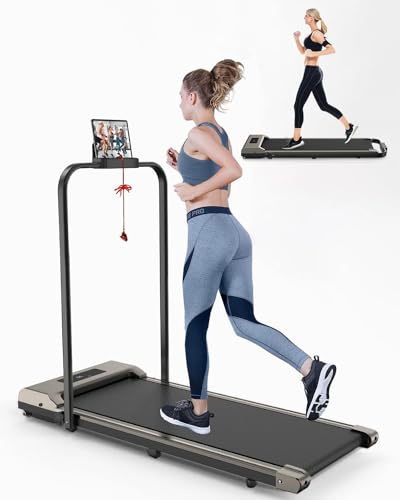 HomeFitnessCode Tapis de Course Pliable 2 en 1,10 km/h - Tapis de Marche, Moteur 2.5 HP- Walking Pad Électrique, Surface Large 43 cm, Télécommande, Écran LCD, Capacité 130 kg (Gris)