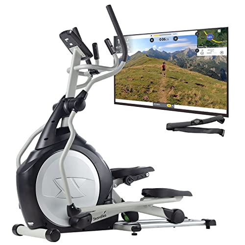 skandika CardioCross Carbon Pro - Vélo elliptique - Masse d'inertie: 23,5 kg - Poids Max. 145kg - 19 Programmes - Sangle Cardio Incluse (Argent)