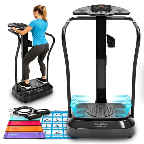 Plateforme Vibrante Pro Bluefin Fitness | Sport à la Maison | Expérience Fitness | Rotation des Hanches 360 | Moteurs Silencieux | Haut-parleurs | Design Anglais (Noir)