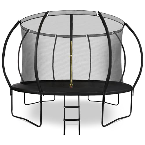 Hypermotion Trampoline Exterieur Enfant 3 Ans 244/305/366/430/487 cm Séchage Rapide et Déperlant – Excellente Élasticité de Saut – Trampoline de Jardin avec Filet de Sécurité