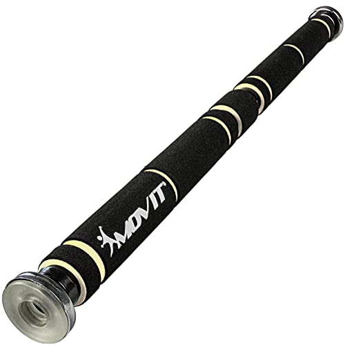 MOVIT Barre de traction de porte à visser, réglable en continu (62,5-100 cm), charge maximale 350 kg, élastiques latéraux transparents, XXL Softgrip, noir/blanc