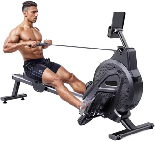 Hovoya Rameur Pliable Rameur magnétique à 16 Niveaux Rail Coulissant Silencieux et Lisse avec Support de Tablette et écran LCD Capacité de Poids de 150 kg (Classique)