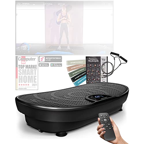 Sportstech Plateforme vibrante VP250 | Marque de qualité Allemande | Design Fin incurvé | Brûle Les Graisses et développement Musculaire | Moteur Silencieux avec 180 Niveaux | 7 + 1 programmes