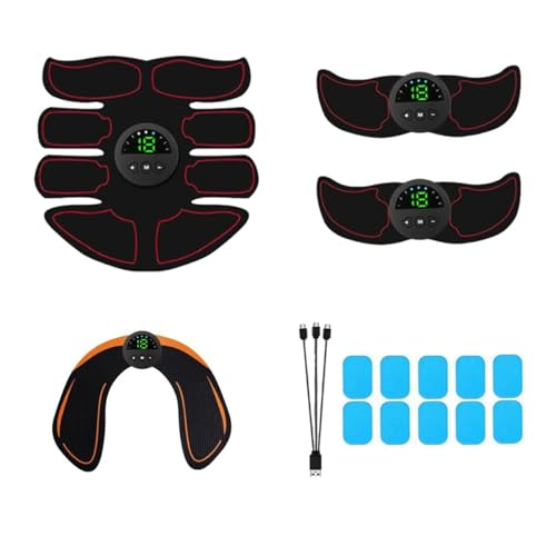 Eozfly Electrostimulateur Musculaire Ceinture Abdominale - 6 Modes 19 Intensités | Appareil EMS pour Abdos, Bras, Jambes, Fesses | Rechargeable USB + Ecran LCD | Homme et Femme