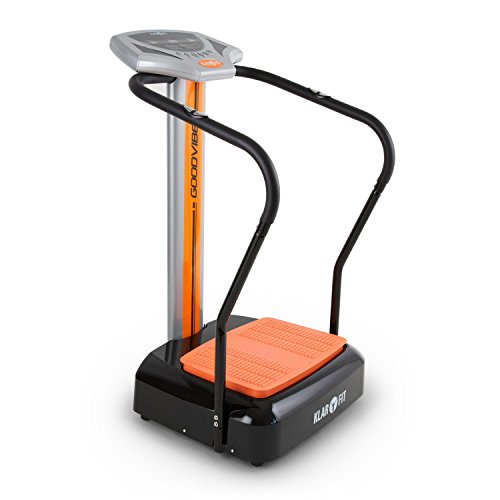 KLAR FIT Klarfit Goodvibe - Plateforme vibrante pour Fitness et préparation Physique (Ordinateur de Bord avec pulsomètre, 3 programmes, roulettes pour déplacement Facile)
