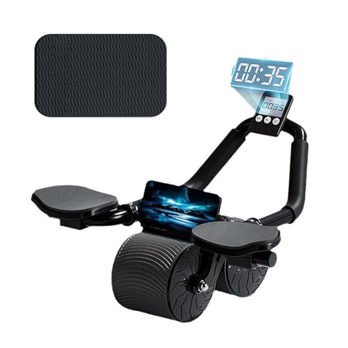 Ab Roller Wheel, Roulette Abdominaux, Rouleau Abdominal à Rebond Automatique, AB Roller pour Abdominaux, Roue D'Exercice Ab Roller avec Minuterie, Roue Abdominale avec Tapis d'entraînement