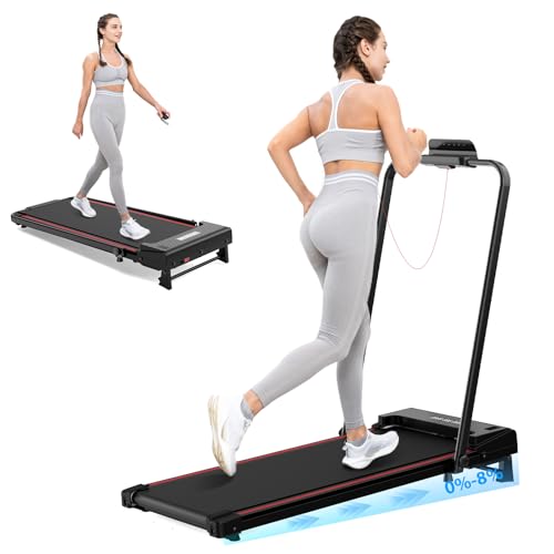 GEARSTONE Tapis de Course électrique Pliant 2 en 1, Tapis de Marche Pliable, Vitesse 12km / h, Tapis Roulant avec Serrure de sécurité, Poids maximale 120kg (BlackRed)