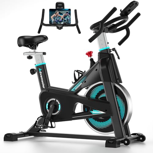 Advamsoler Vélo d'appartement, vélo de spinning, vélo d'intérieur avec roue silencieuse, moniteur LCD pour entraînement cardio à la salle de sport à domicile