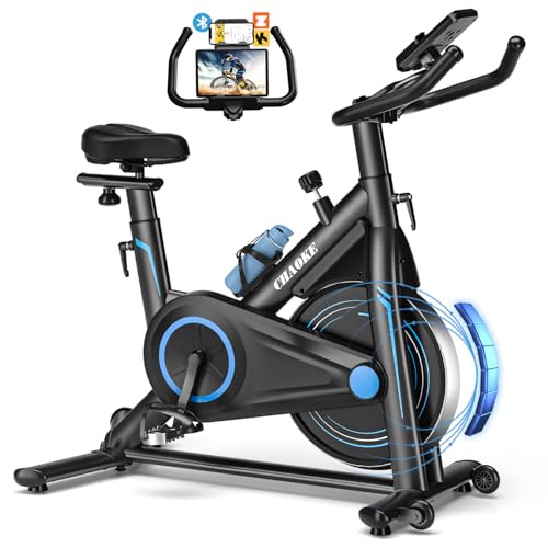 CHAOKE Vélo d'appartement avec APP, Velo d Appartement Silencieux avec Résistance Magnétique Réglable, Vélo d'exercice Moniteur LCD, Siège Confortable, Pour Entraînement Cardio, Capacité 160KG
