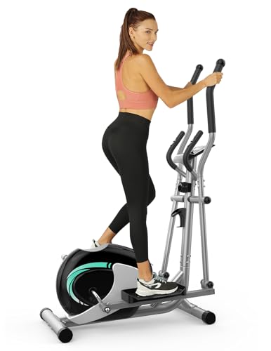 THERUN Vélo Elliptique Maison, Velo Elliptique Compact Ultra Silencieux avec Capteur de Pouls et Écran LCD, 8 Niveaux de Résistance Réglables, Entraînement Cardio pour Toute la Famille (Vert)