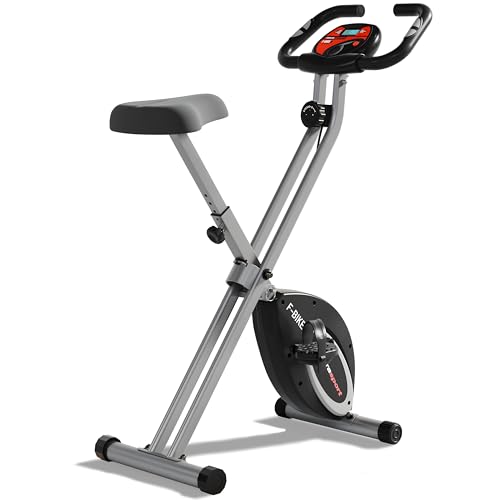 Ultrasport F-Bike Vélo d’Appartement Pliable I Vélos d'Appartement Extra Silencieux jusqu'à 130 kg avec Selle Confort, Velo d Appartement Pliable (noir-argent)