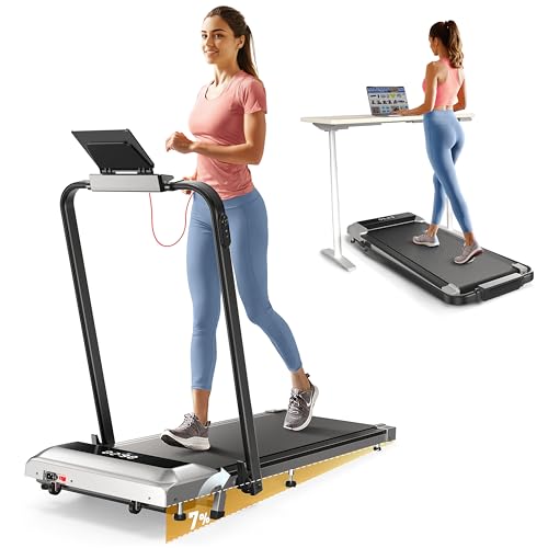 Toputure Tapis de Course, Pente 7%，Pliable 3 en 1 Tapis de Marche électrique, 2,5 HP, Compact et Portable sous Le Bureau,12 km/h, télécommande, écran LED, Peu encombrant, pour Le Bureau à Domicile