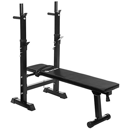 TecTake Banc de musculation avec support de bar pliable réglable ajustable d'appartement